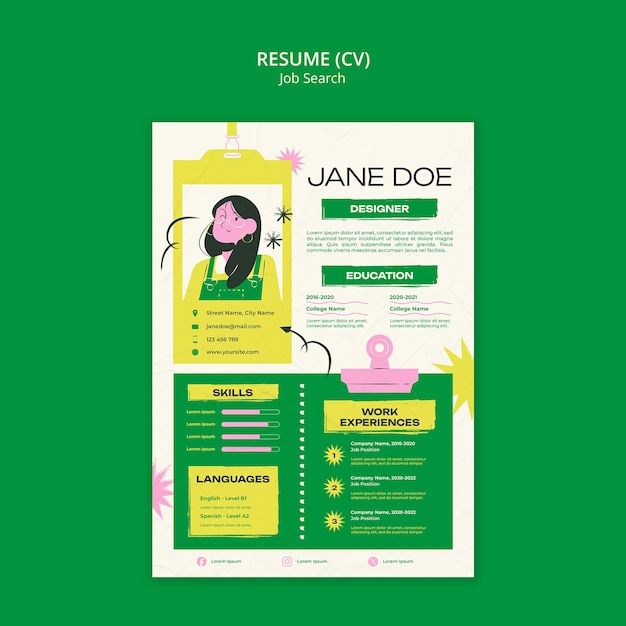 Job search template design