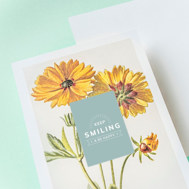 PSD keep smiling greeting card mockup