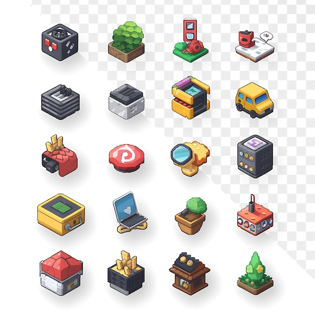 PSD kleurrijke pixel art-iconen voor web en apps