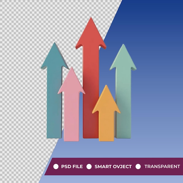 PSD kolorowy wykres z strzałkami wskazującymi na różne kolory