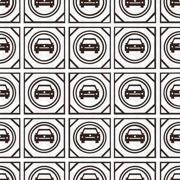 PSD koninklijk medaillonpatroon met auto-icoon en cirkelvormige lijnen met abstract natuurlijk patroon vectorontwerp