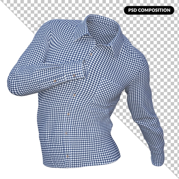 PSD koszulka gingham odizolowana 3d