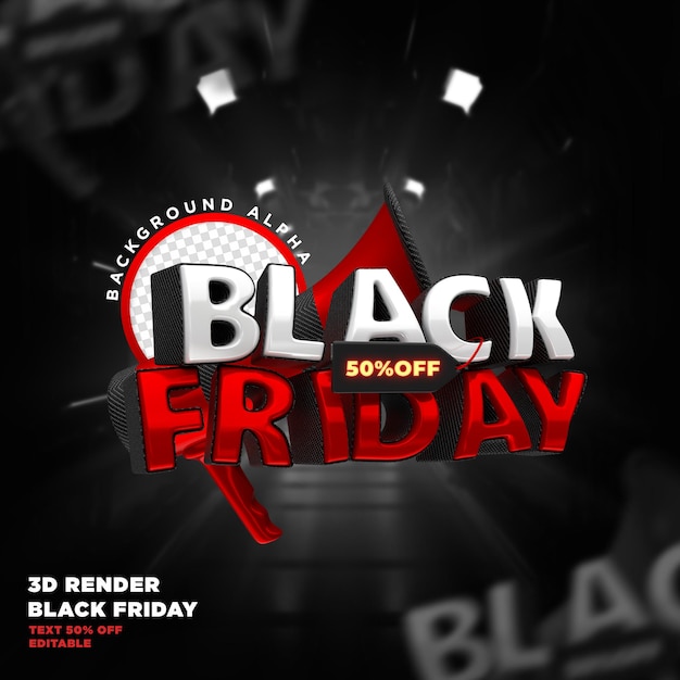 Label black friday 3D-realistische render voor promotiecampagnes en aanbiedingenS