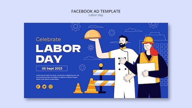 Labor day facebook ad template design