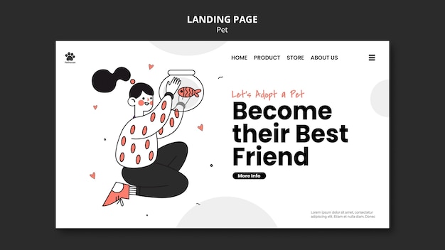 PSD landing page for national pet day with female owner and pet