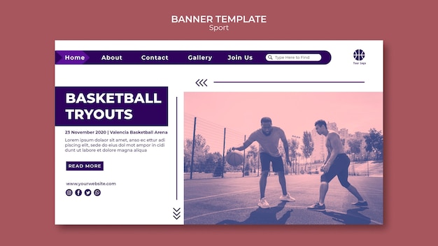 Landing page for playing basketball