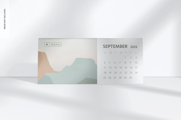 Landscape Table Calendar Mockup, Front View