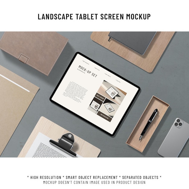 PSD landscape tablet screen mockup