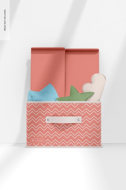 PSD large foldable storage box mockup, front view