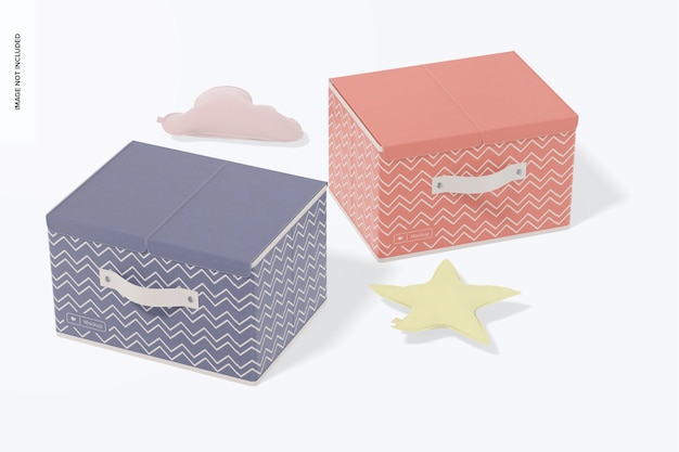 Large Foldable Storage Boxes Mockup