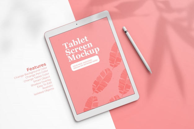 Latest Tablet Pad Pro Screen Mockup Design Template in Top View