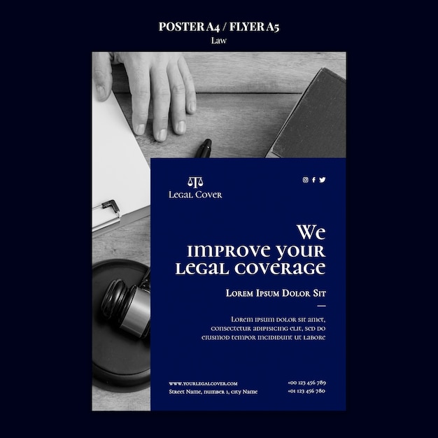 PSD law poster or flyer design template