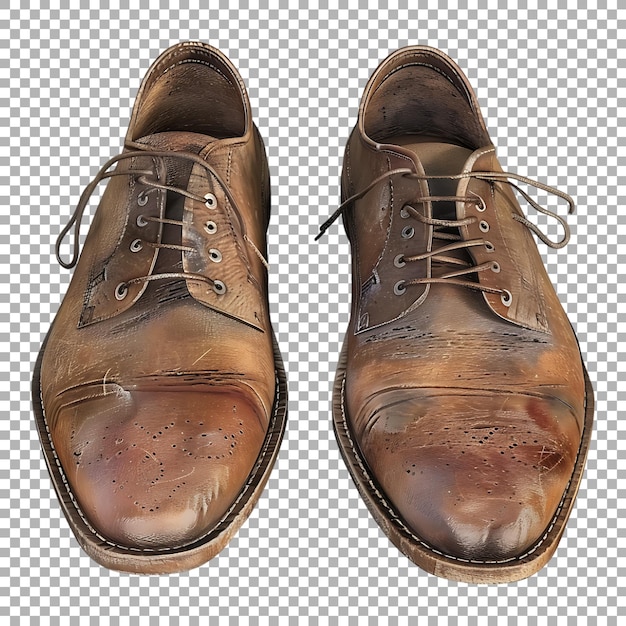 PSD leather shoes pair on transparent background ai generated