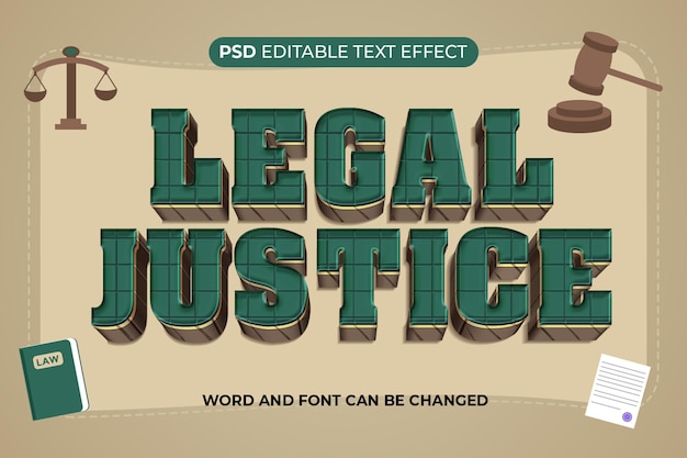 PSD legal justice text effect psd