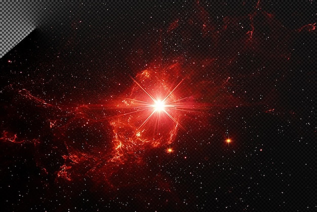 Lens Flare in red space galaxy background