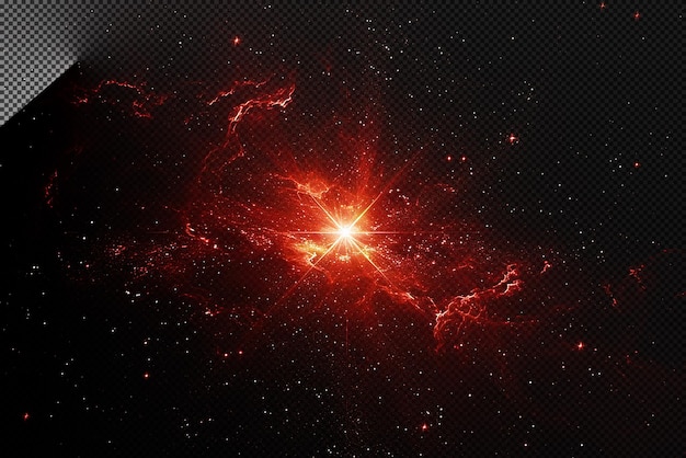 Lens Flare in red space galaxy background