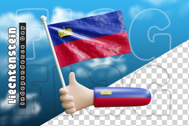 Liechtenstein waving flag on holding hand or Liechtenstein flag on holding hand