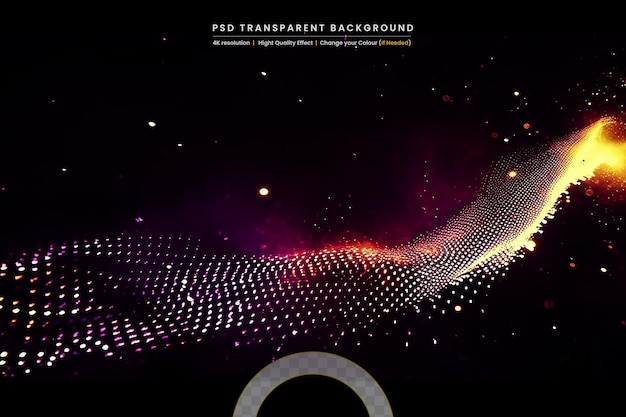 PSD light effect hologram wave on transparent background