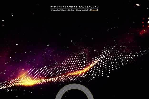 PSD light effect hologram wave on transparent background