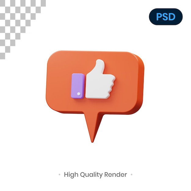 Like 3D Icon Premium Psd