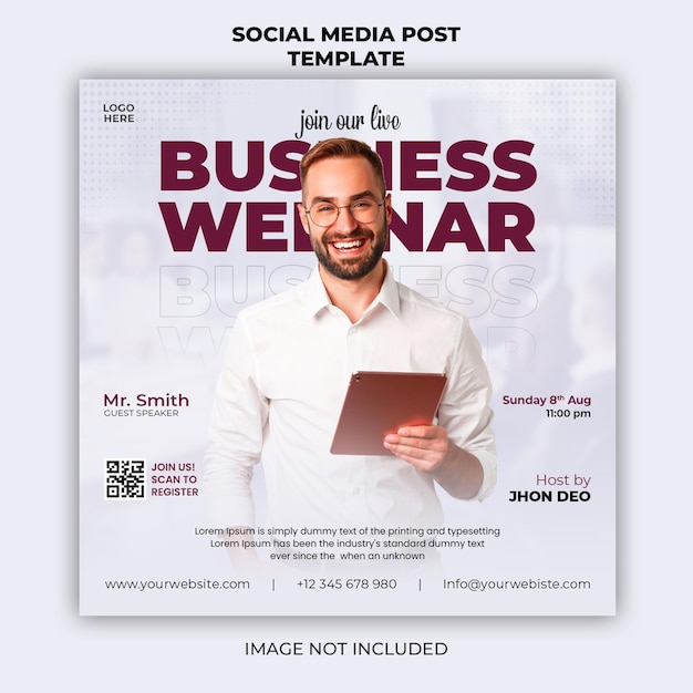 Live webinar and corporate social media post banner template