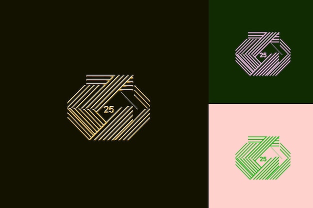 PSD logo 25 rocznicy z nowoczesnym geometrycznym projektem featuri vector abstract design collections