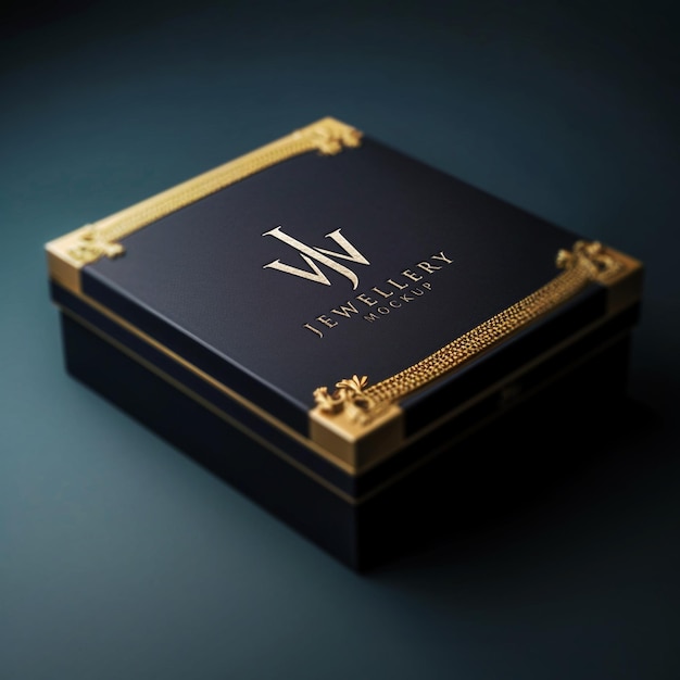 PSD logo mockup luxury jewelry black box