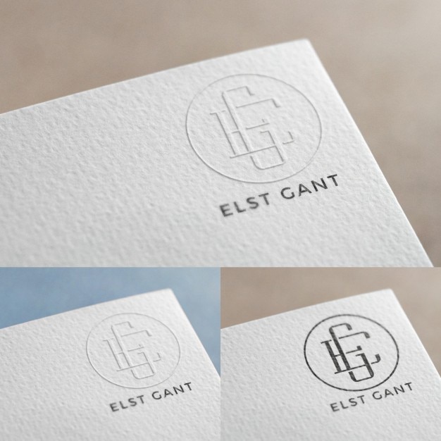 PSD logo in paper mock up