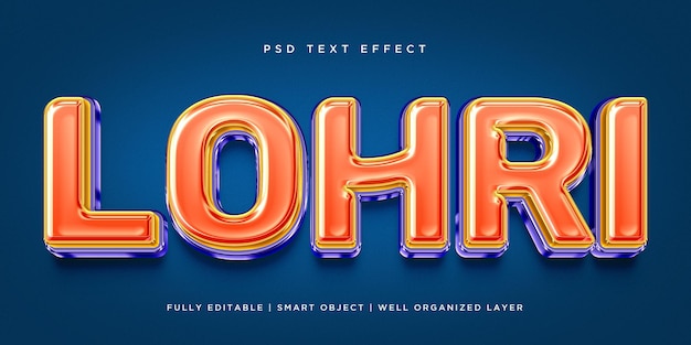 Lohri 3d style text effect