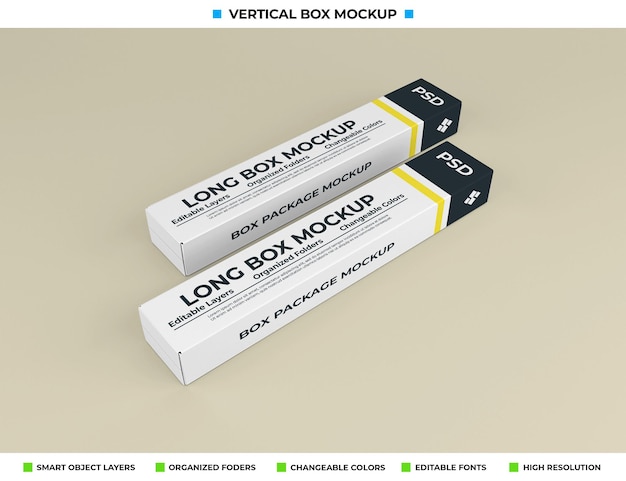 Long box mockup for product packaging