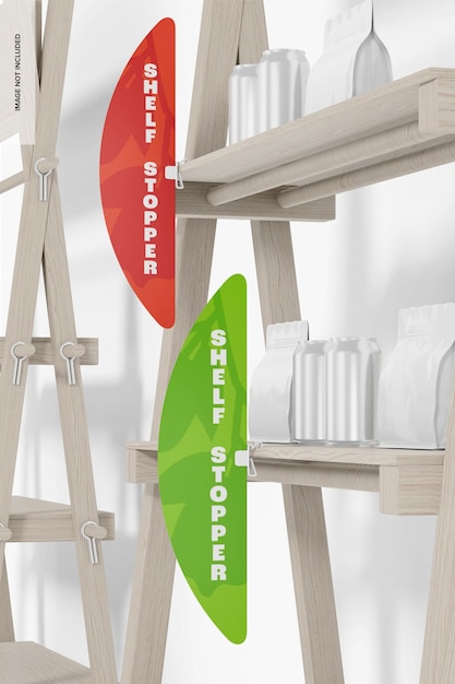 Long Hanging Shelf Stoppers Mockup