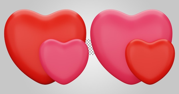 Love valentine on transparent background 3D Render