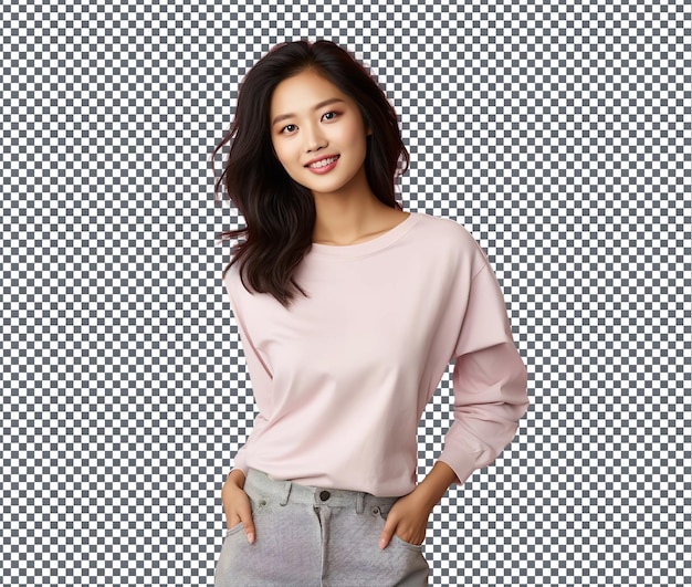 PSD lovely korean woman isolated on transparent background