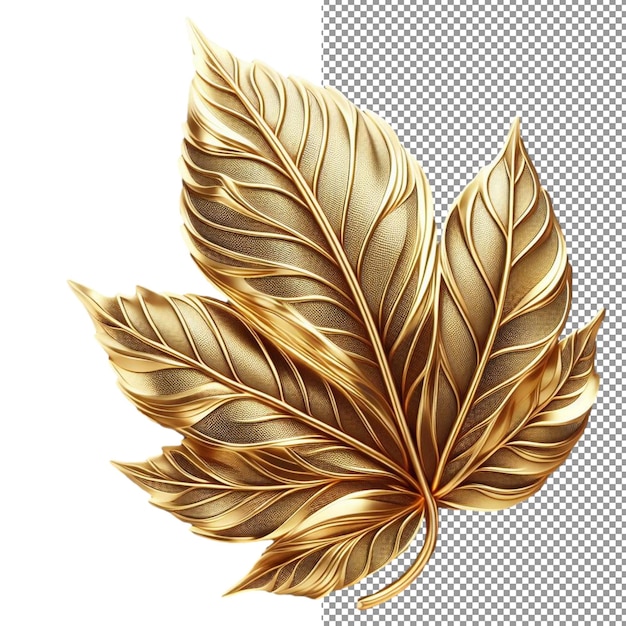 Lustrous Leaf Isolated Gold Foil on a PNG Background