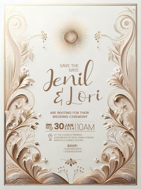 PSD luxurious wedding invitation template