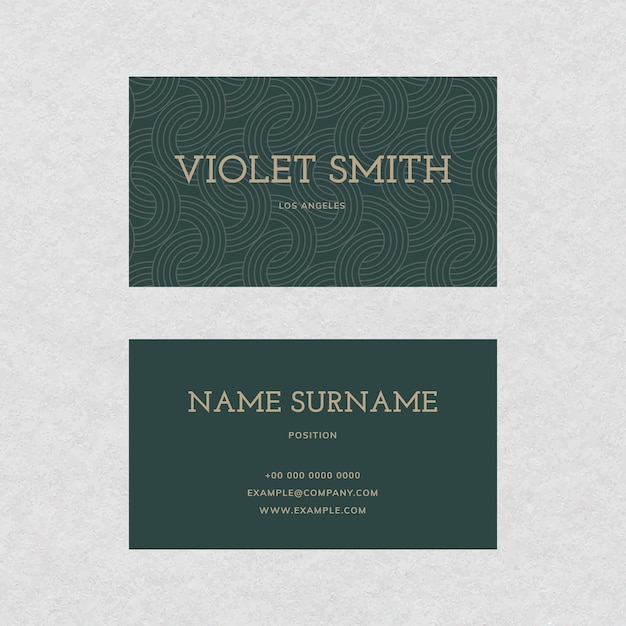 PSD luxury business card template psd in gold and green tone with front and rear view flat lay