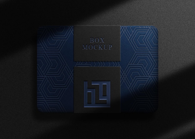 PSD luxury gold embossed blue box with seal mockup