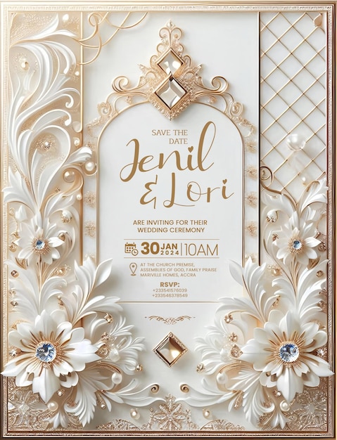 PSD luxury golden wedding invitation