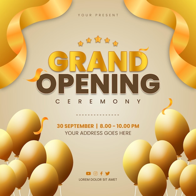 PSD luxury grand opening ceremony flyer background