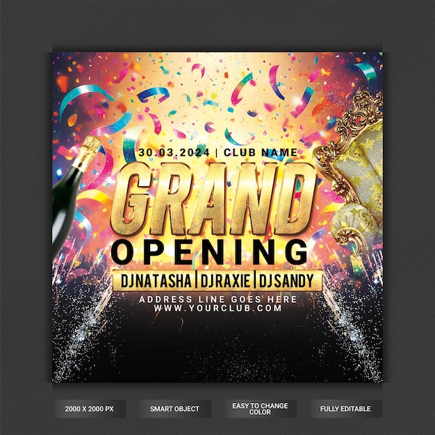 PSD luxury grand opening party flyer template