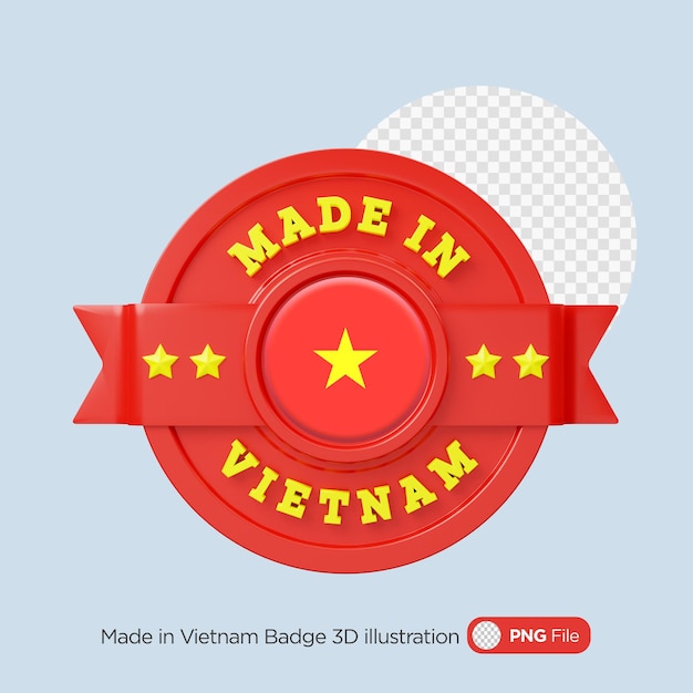 PSD made in vietnam 3d badge illustration