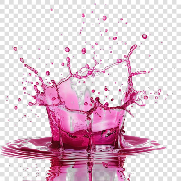 Magenta splash of liquid with drops