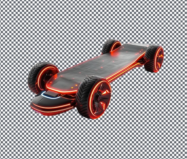 PSD magnificent futuristic skateboard car isolated on transparent background