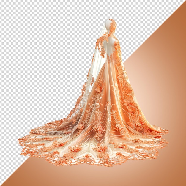 PSD magnificent lace bridal dress isolated on transparent background