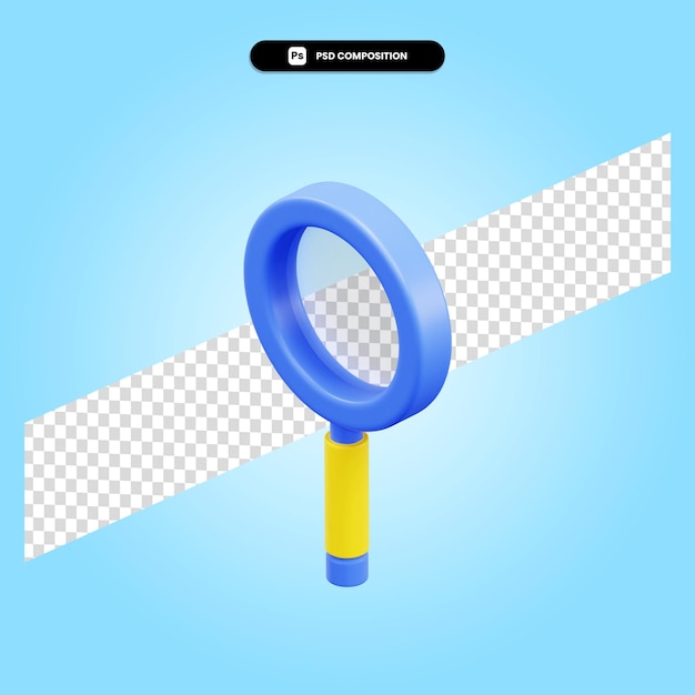 Magnifying glass 3d render illustration isolated