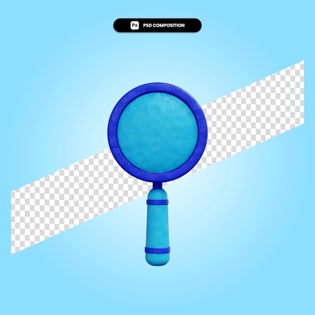 Magnifying glass 3d render illustration isolated