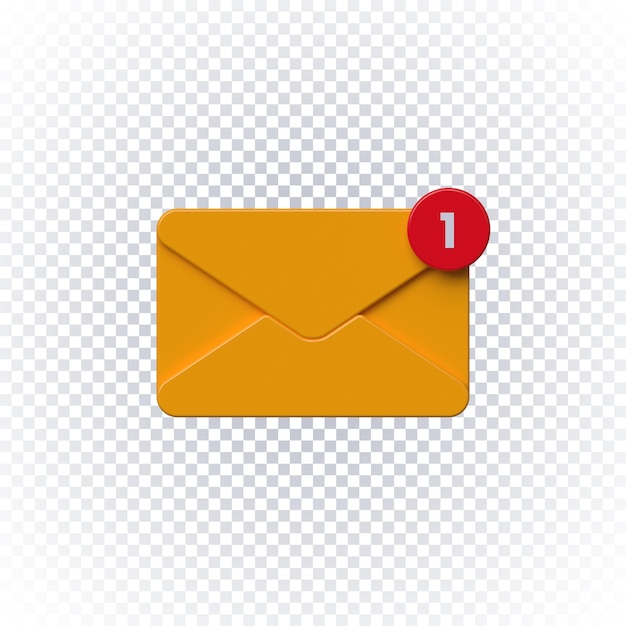 Mail notification icon 3d render isolated