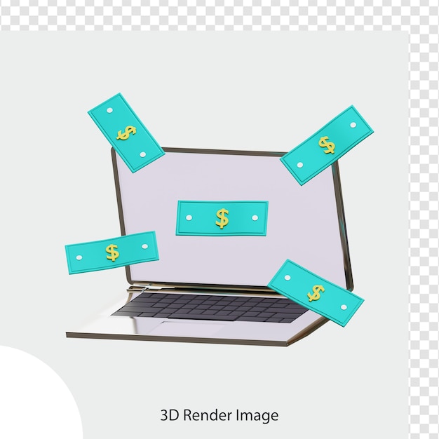 make money online with laptop 3d illustration