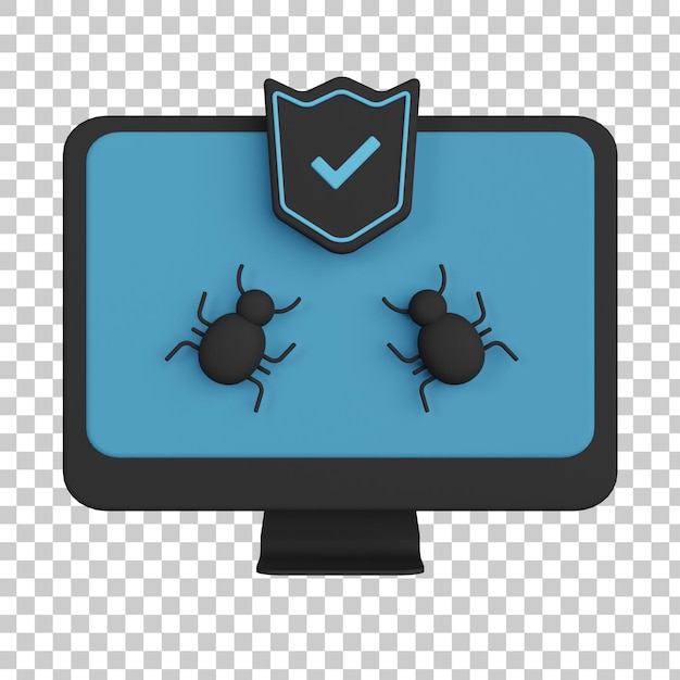 PSD malware protection 3d illustration