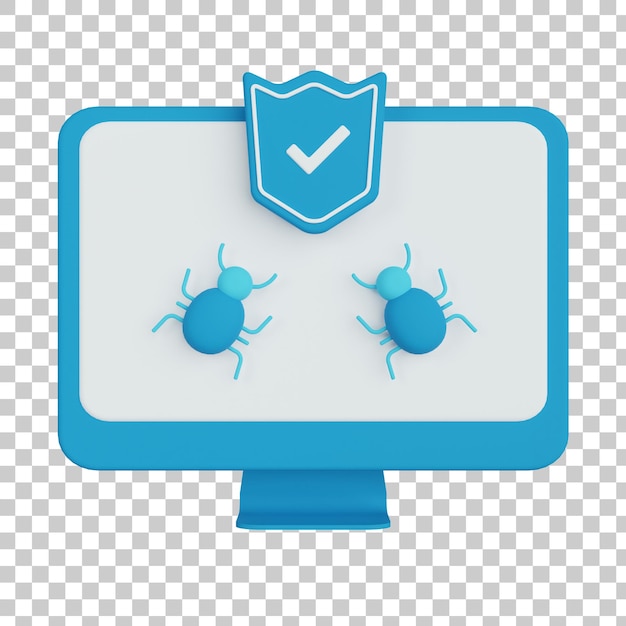 PSD malware protection 3d illustration